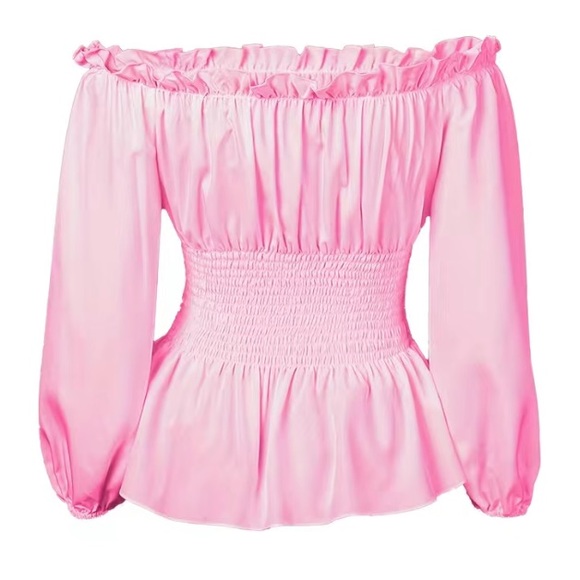 🆕 Ladies Long Sleeve off the Shoulder Pink Blouse. - Picture 3 of 3